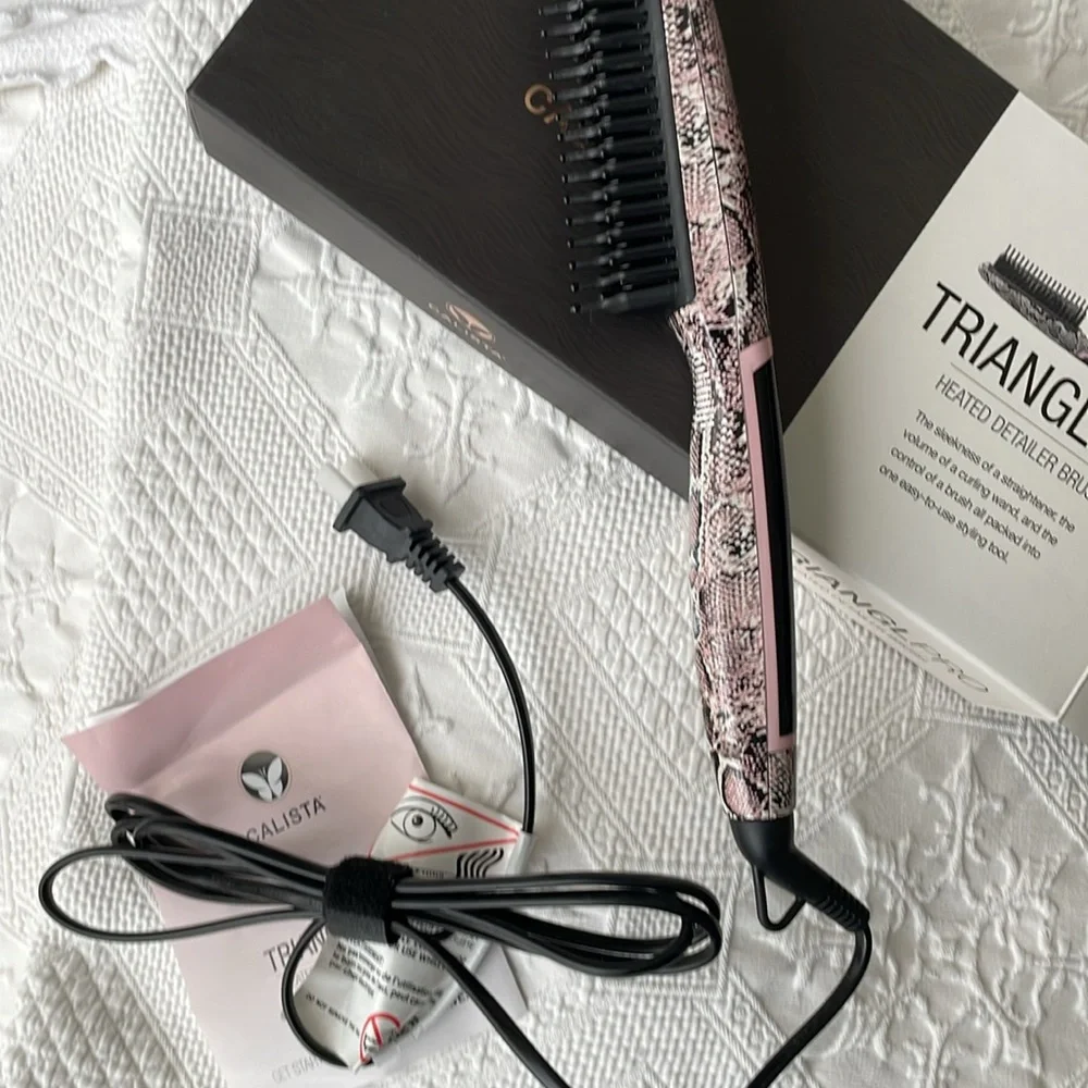 NWOT Calista triangle pro heated detailer brush pink snakeskin hair styling tool - Picture 9 of 9